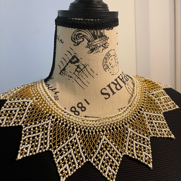 2 X 30 Handmade Necklace, Chakira Necklace, White and Gold Necklace - Picture 4 of 7